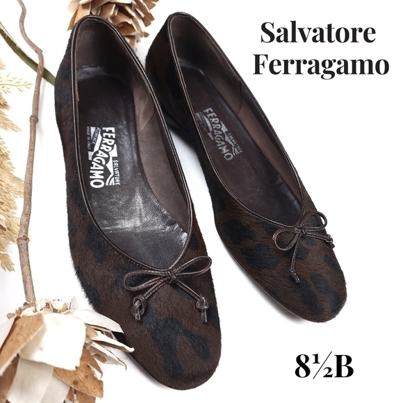 Salvatore Ferragamo Shoes - Salvatore Ferragamo Brown Black Leopard Fur Loafer Flats Sz 8½B